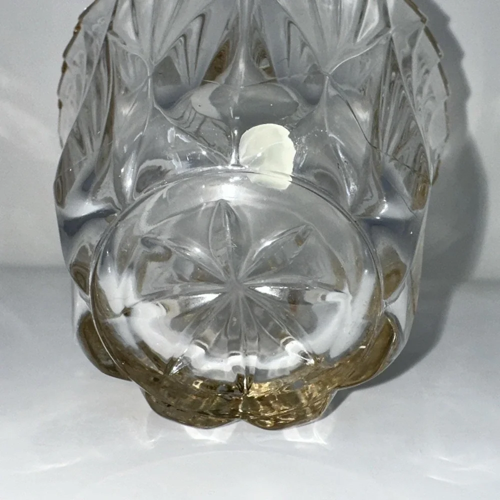 Vintage Cut Crystal Bowl Gold 4
